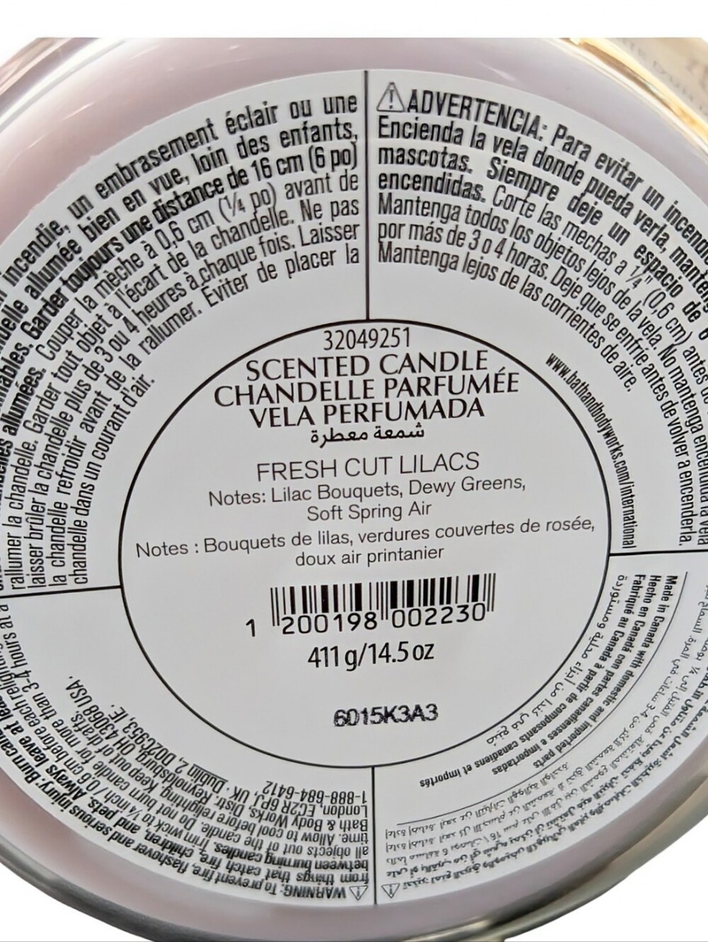 NEW Bath and Body Works Fresh Cut Lilacs 3-Wick Candle - Picture 3 of 3